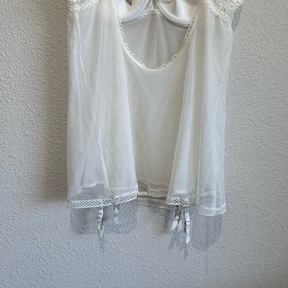 Victoria's Secret Y2K White Chemise Corset Top Slip Mesh Lace Babydoll Fairy L - Picture 8 of 11
